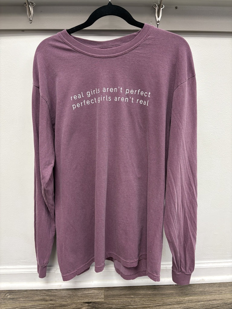 REAL GIRLS AREN'T PERFECT Berry Long Sleeve T-Shirt