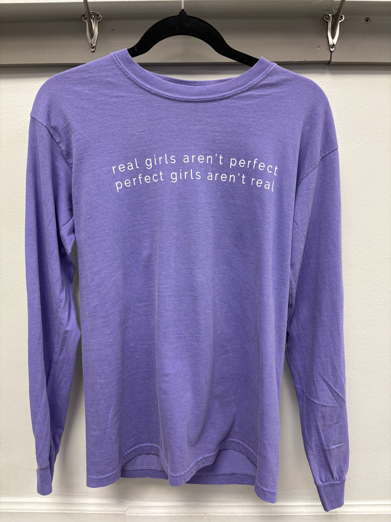 REAL GIRLS AREN'T PERFECT VIOLET SWEATSHIRT